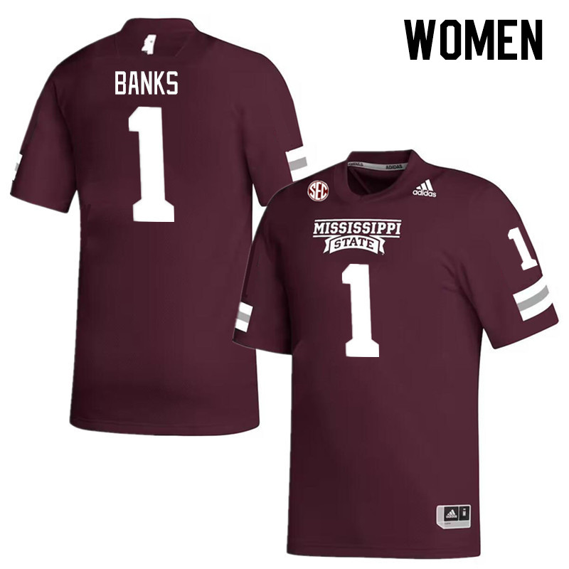 Women #1 Marcus Banks Mississippi State Bulldogs College Football Jerseys Stitched Sale-Maroon
